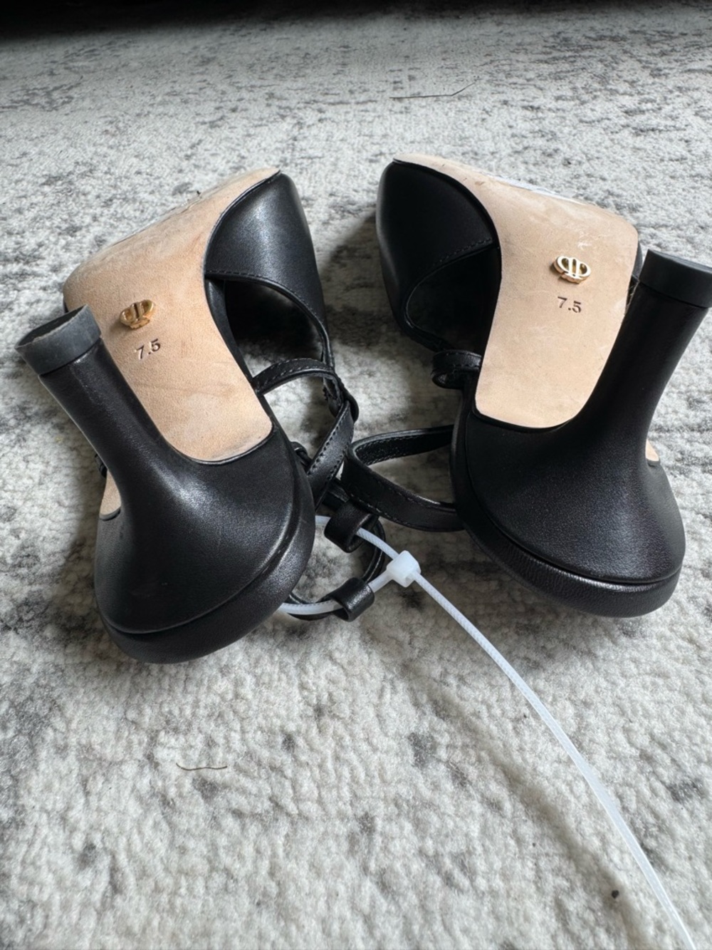PAIGE Winnie Black Leather Pointed Toe Slingback Pump with Gold Buckle - Picture 8 of 10
